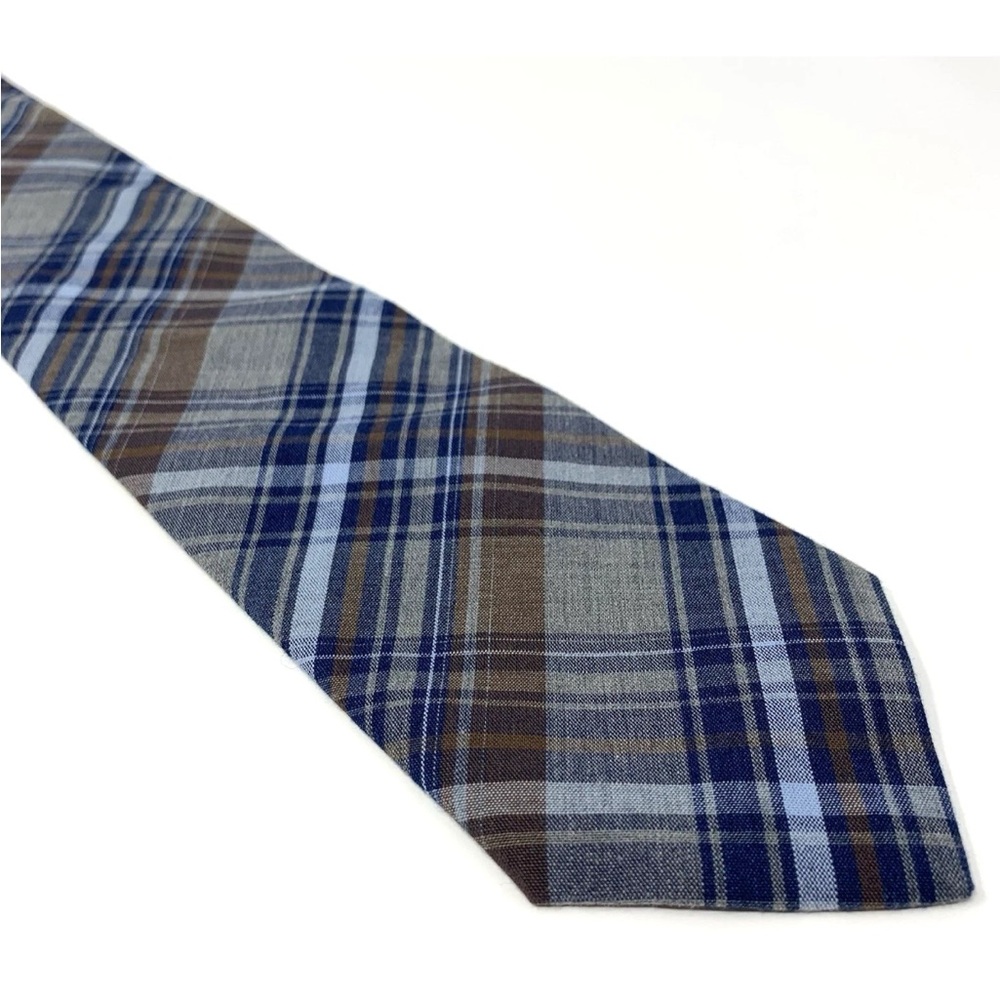 Vtg Brooks Brothers Tie Necktie Men Blue Plaid 58.75” X 3” Cotton Made In USA